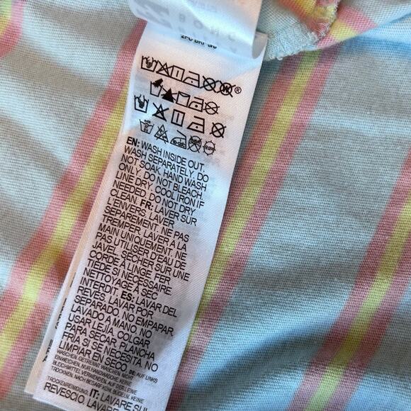 EUC Billabong Feeling Free Cropped Boxy Tee Light Blue Retro Stripes Womens Med - Picture 13 of 13